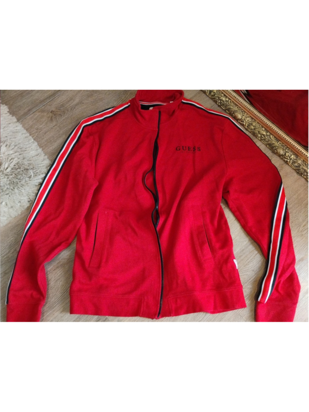 Women's Guess Red and Black Track Jacket, Size L